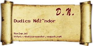 Dudics Nándor névjegykártya
